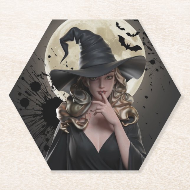 Hexenkunst Vollmond Untersetzer (Vorderseite)