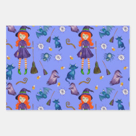Hexenkürbis Schwarze Katze Design Perfektes Hallow Geschenkpapier Set