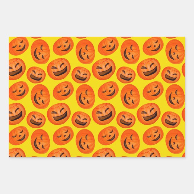 Hexenkürbis Schwarze Katze Design Perfektes Hallow Geschenkpapier Set (Vorderseite)