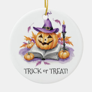 Hexenkürbis Wasserfarbe Halloween-Party Keramik Ornament
