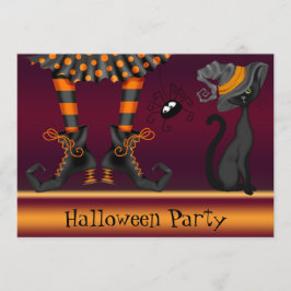 Hexenleder, Katze und Spider-Halloween-Party Einladung