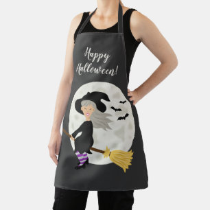 Hexenmädchen fliegen und glücklicher Halloween-Tex Schürze