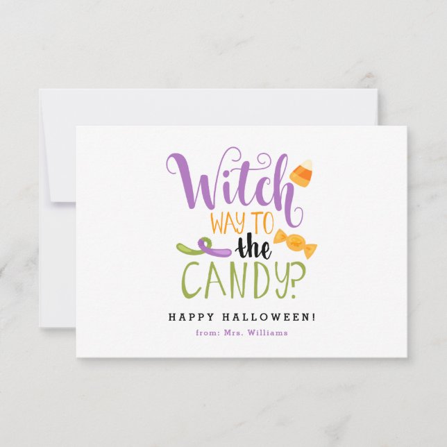 Hexenmeister auf den Candy Halloween Cards Karte (Vorderseite)