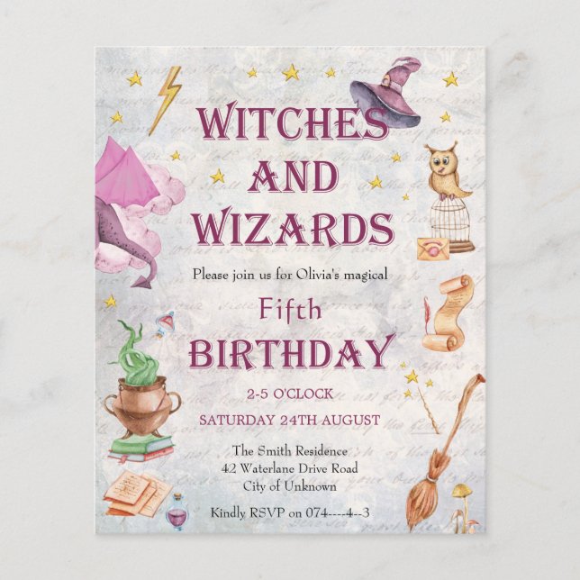 Hexenmeister Magical Kid Birthday Einladung (Vorderseite)