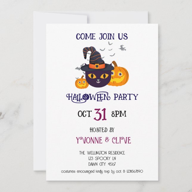 Hexenmeister-Miliar-Halloween-Party Einladung (Vorderseite)