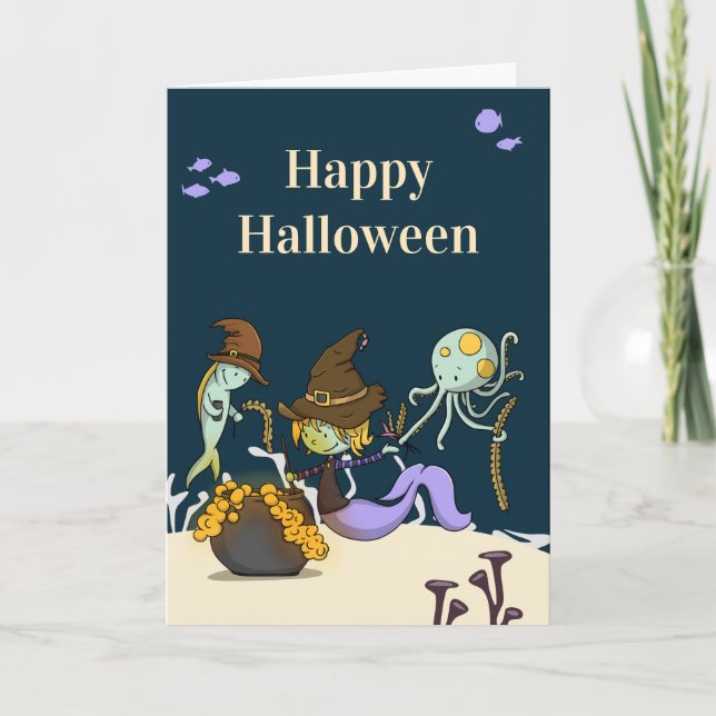 Hexenmeisterin, die Halloween macht Karte (Vorderseite)