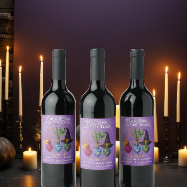 Hexenmeisterliches Halloween-Cocktail-Party Weinetikett (Witchy Halloween Potion Party Wine Label)