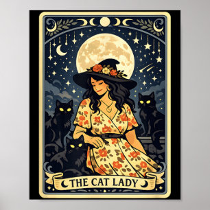 Hexenmond Schwarzkatzen Halloween Magie Katzenlady Poster