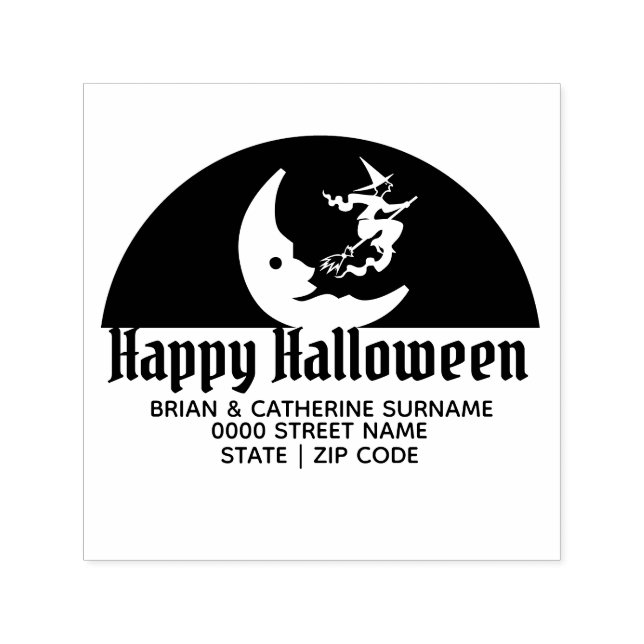 Hexenmond-Silhouette zwischen Rücksendeadresse Permastempel (Design)