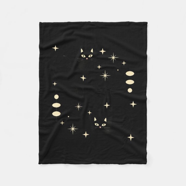Hexenmondphasen-Katze Himmels Schwarze Katze Kunst Fleecedecke (Vorderseite)