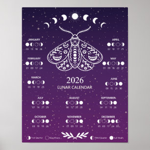 Hexenmoth Celestial Lunar Mondkalender Poster
