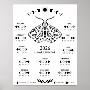 Hexenmoth-Zauber Mondkalender Poster