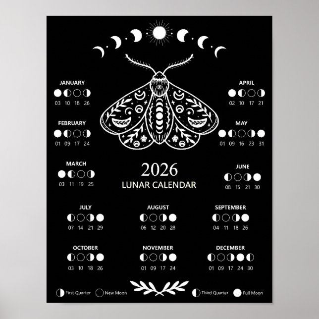 Hexenmoth-Zeltalunar-Mondkalender Poster (Vorne)