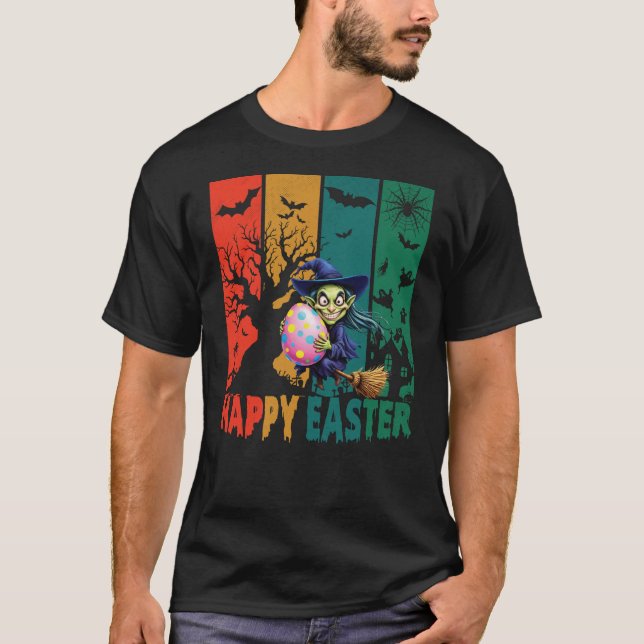 HexenOstern: Witzige Hexe mit Osterhi T-Shirt (Vorderseite)