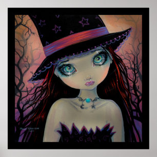 Hexenplakat mit leuchtenden Augen Fantasy-Kunst Poster
