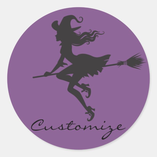 Hexenriding Broom Halloween Thunder_Cove Runder Aufkleber (Vorderseite)