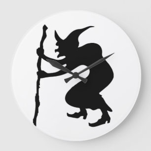 HEXENRÜCKEN HALLOWEEN HEXE GROßE WANDUHR