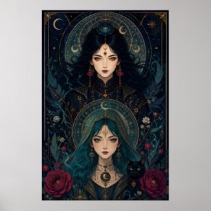 Hexenschwestern – Gotische Art Nouveau Fantasy Poster