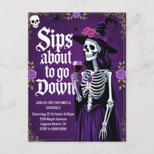 Hexenskelett Halloween Feiertagspostkarte