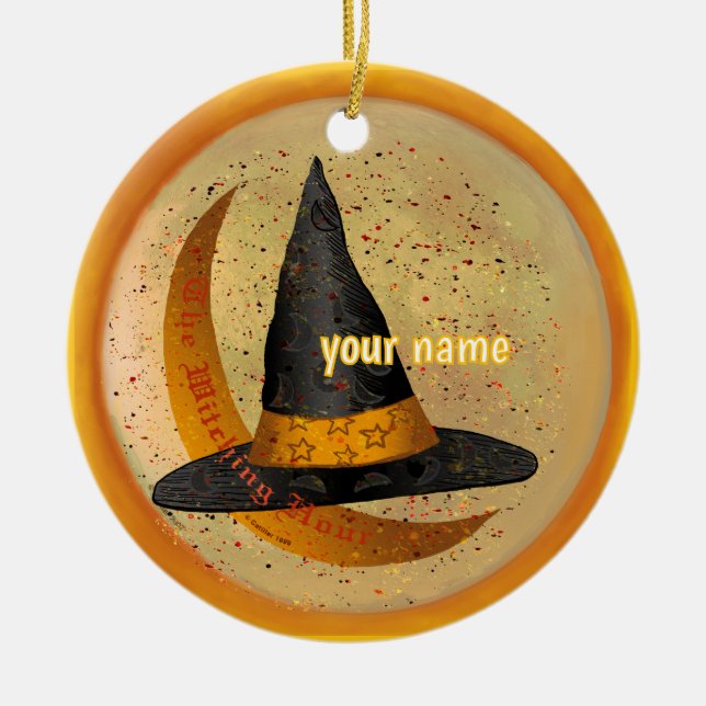 Hexenstunde-Hexenschmuck Keramik Ornament (Vorne)