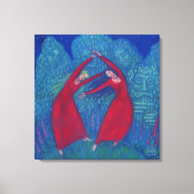 Hexentanz, pastellfarbene Malerei, Fantasiekunst Leinwanddruck (Vorderseite)