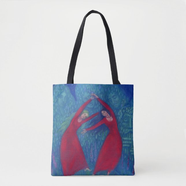 Hexentanz, pastellfarbene Malerei, Fantasiekunst Tasche (Vorderseite)