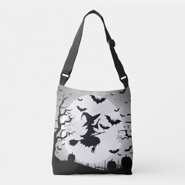 Hexentasche, gotische Halloween-Tasche Tragetaschen Mit Langen Trägern (Vorderseite)