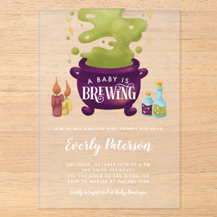 Hexentrank Halloween-Baby-Party Acryleinladungen