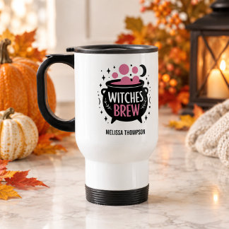 Hexentrank Süßer schwarzer und rosa Name Halloween Reisebecher