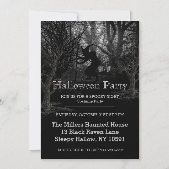 Hexenwald-Halloween-Party Einladung (Vorderseite)