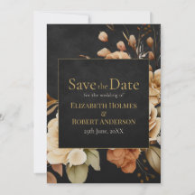 Hexenwald Schwarze Florale Save-the-Date-Karte