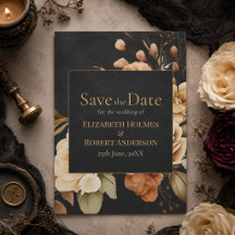 Hexenwald Schwarze Florale Save-the-Date-Karte
