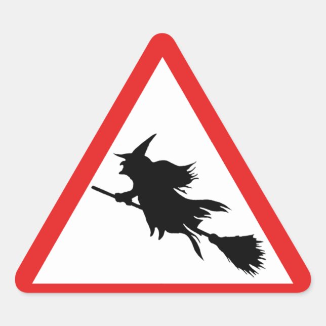 Hexenwarnung Dreieckiger Aufkleber (Vorderseite)