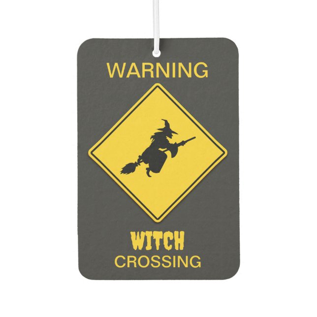 Hexenwarnung Halloween Autolufterfrischer (Vorderseite)