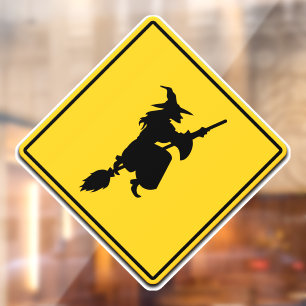 Hexenwarnung Halloween Fensteraufkleber