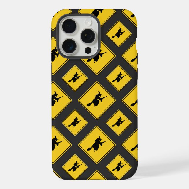 Hexenwarnung Halloween iPhone 15 Pro Max Hülle (Rückseite)
