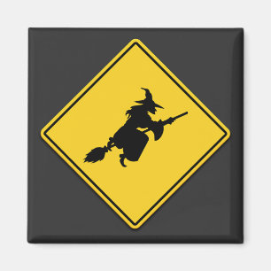 Hexenwarnung Halloween Magnet