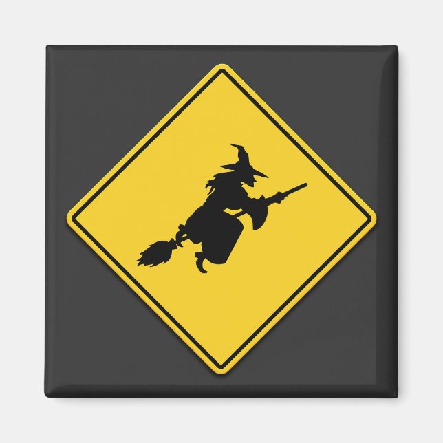 Hexenwarnung Halloween Magnet (Vorne)
