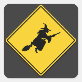 Hexenwarnung Halloween Quadratischer Aufkleber