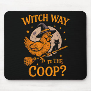 Hexenweg zum Coop lustiges Halloween-Huhn Mousepad