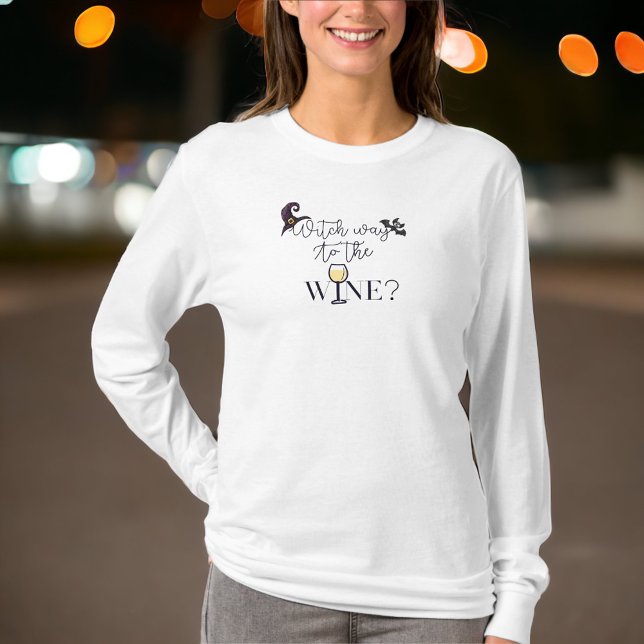 Hexenweg zum Wein Hexenhut Bat Weinglas T-Shirt (Von Creator hochgeladen)