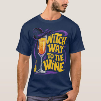 Hexenweg zum Wein Lustiger Halloween-Hexenhut Wi T-Shirt