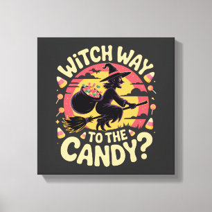 Hexenweg zur Candy-Halloween-T-Shirt Leinwanddruck