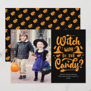 Hexenweg zur Candy Happy Halloween Fotokarte Karte