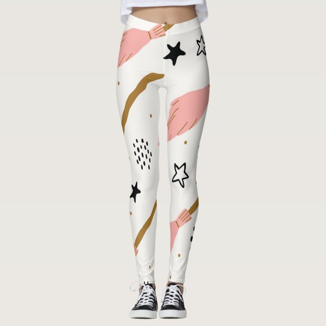Hexenzauberer-Doodle-Muster Leggings (Vorderseite)