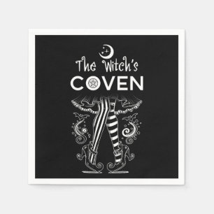 Hexenzirkel Hexenbeine Schwarz Weiß Halloween Serviette