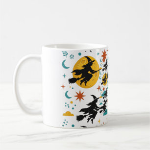 Hexenzirkel Vollmond Retro Halloween Silhouette Kaffeetasse