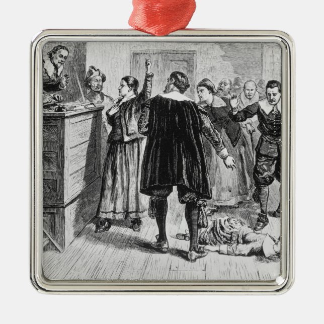 Hexerei an Salem-Dorf Silbernes Ornament (Vorne)