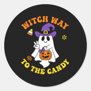 Hexerei auf den Candy Funny Witch Pumpkin Hallow Runder Aufkleber