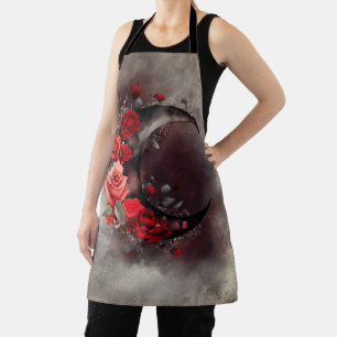 Hexerei Crescent Moon mit gotischen Rote Rosen Schürze